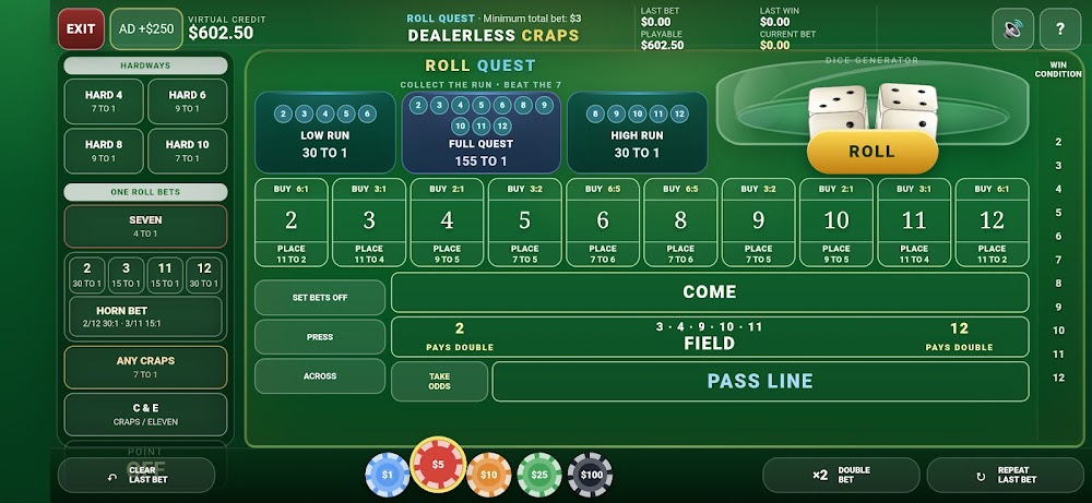 Dealerless Craps: Roll Quest app screenshot